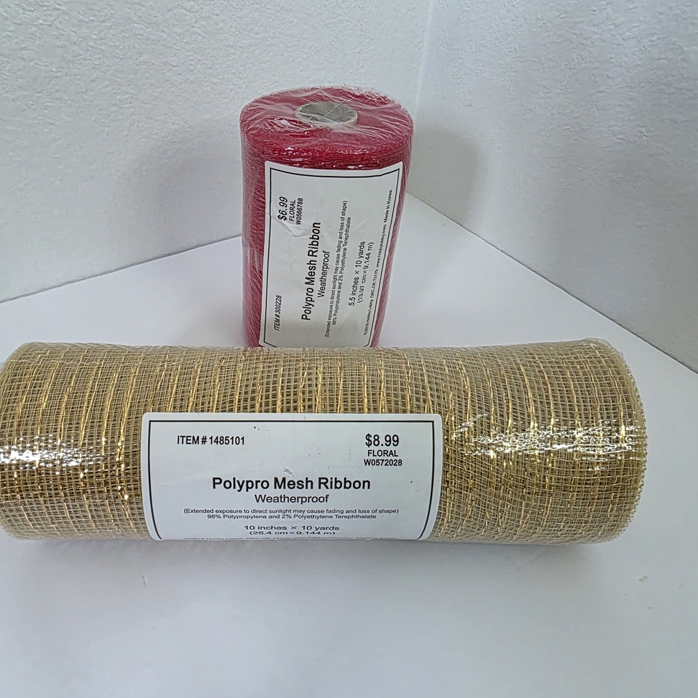 Polypro Mesh Ribbon Set - Red and Tan - Picture 4 of 15